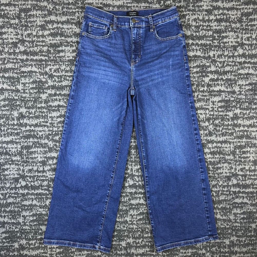 Banana Republic Jeans Womens 29/8 High-Rise Wide Leg Blue Washwell Stretch Denim